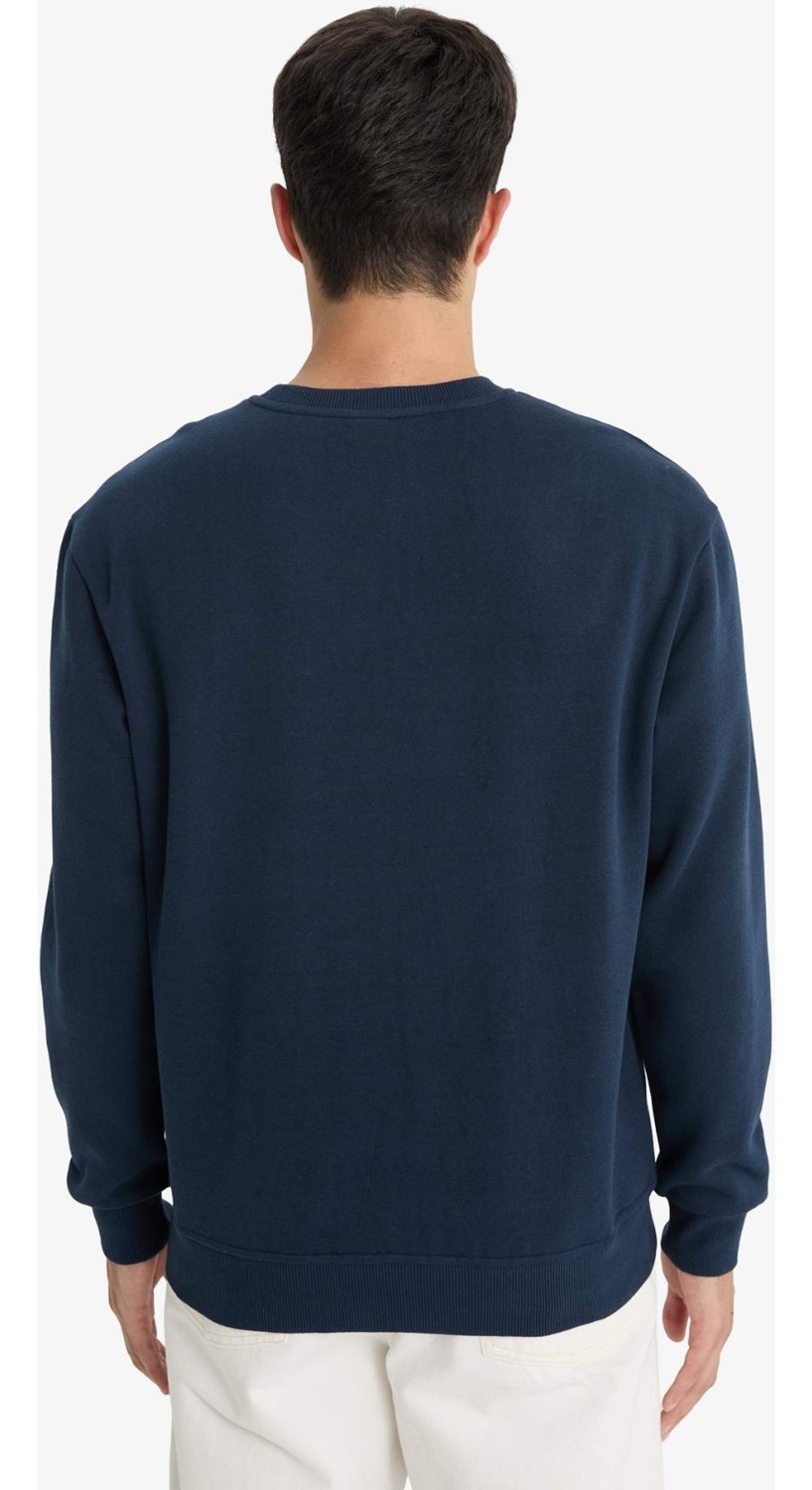 DeFacto Regular Fit Bisiklet Yaka Basic Düz Kalın Sweatshirt T3777AZ25AU görsel 6