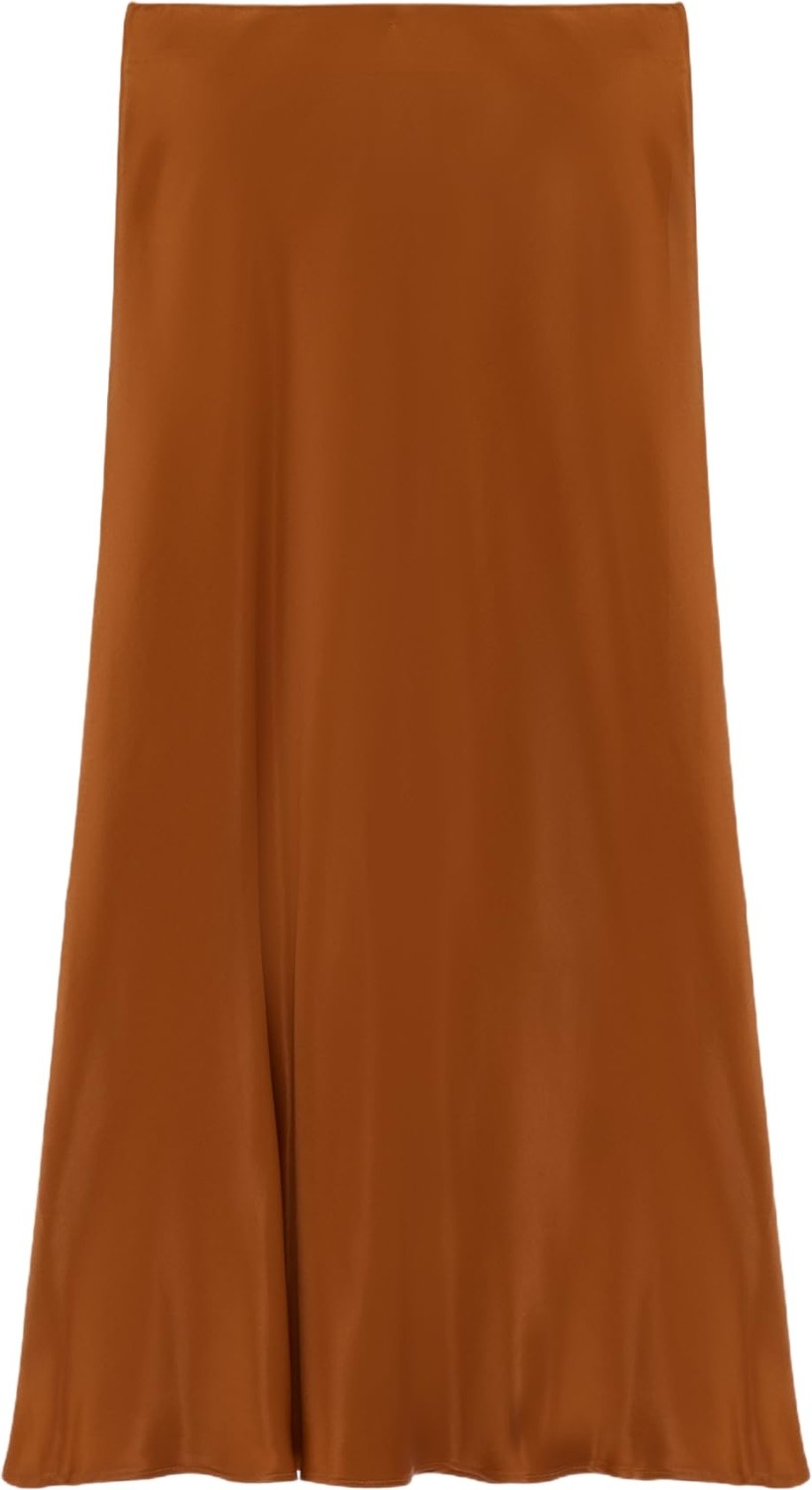 Die Grup Slim Fit Balık Kesim Saten Midi Etek görsel 3