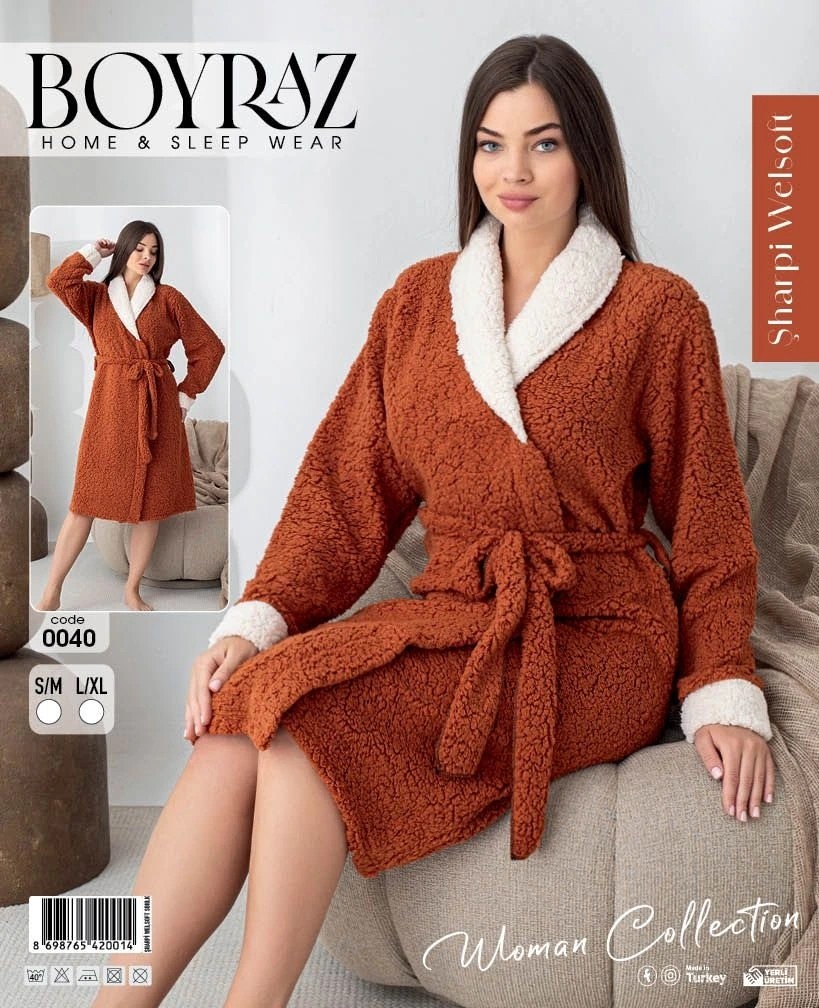 Pileli Store Boyraz 0040 Kadın Sharpi Welsolf Sabahlık