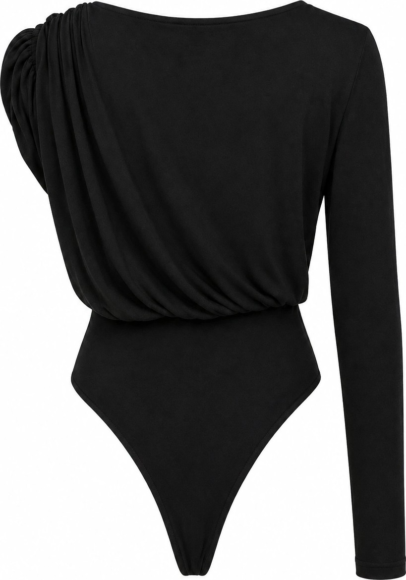 Purple By Banu Siyah Omuz Gold Aksesuar Detay Bodysüit görsel 2
