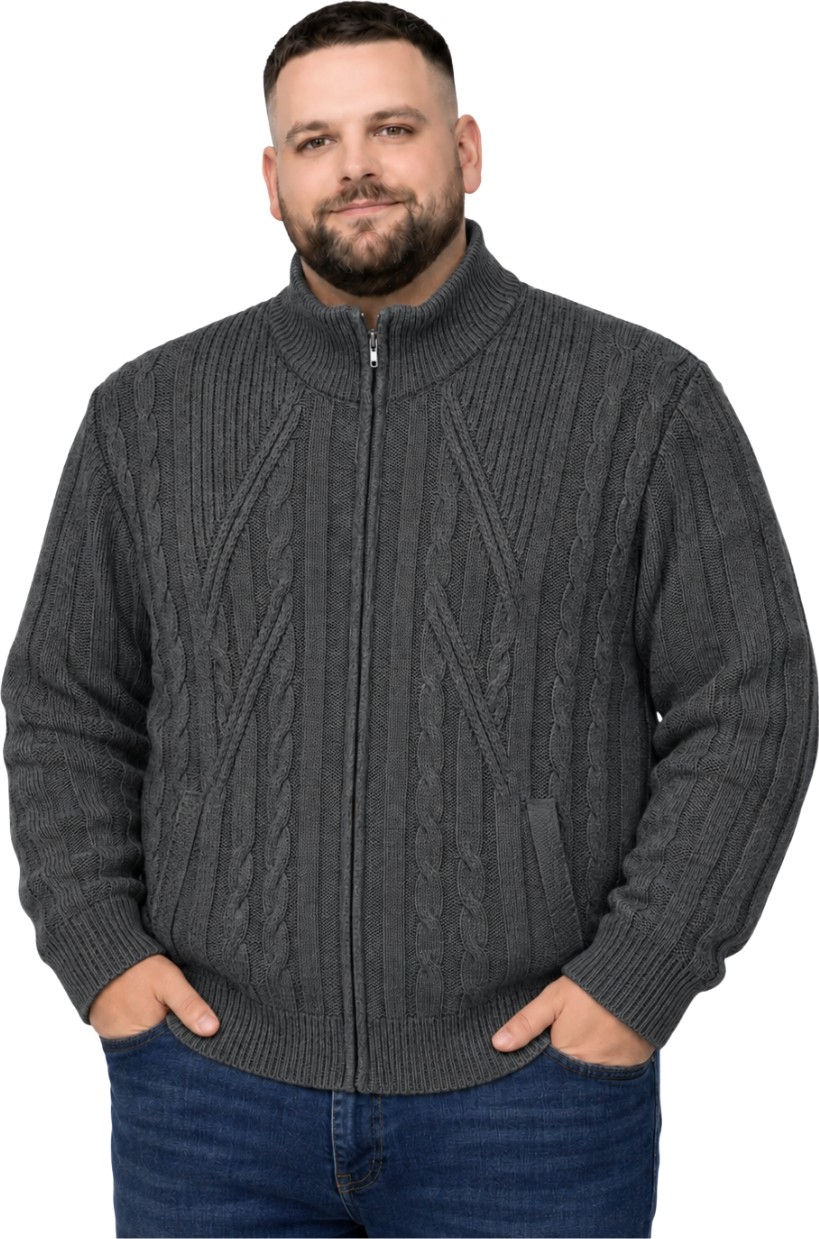 Battal Moda Erkek Büyük Beden Lacivert Hattush Örgülü Cepli Ceket 3xl-4xl-5xl-6xl