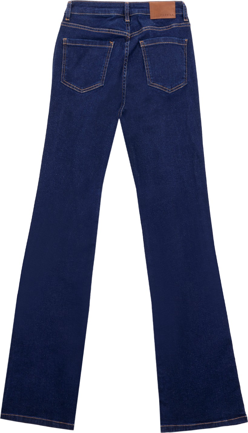 Fabrika Yüksek Bel Geniş Paça Flare Koyu Indigo Kadın Denim Pantolon F5WL-PNT0193 görsel 5