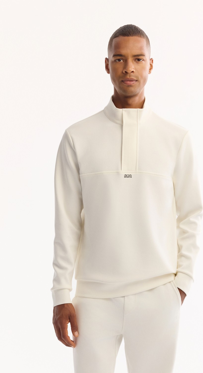AVVA Erkek Siyah Dik Yaka Fermuarlı Pamuklu Bi-Stretch Regular Fit Sweatshirt A52Y1282