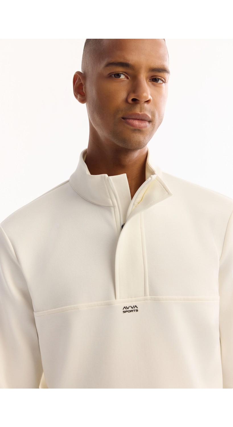 AVVA Erkek Siyah Dik Yaka Fermuarlı Pamuklu Bi-Stretch Regular Fit Sweatshirt A52Y1282 görsel 2