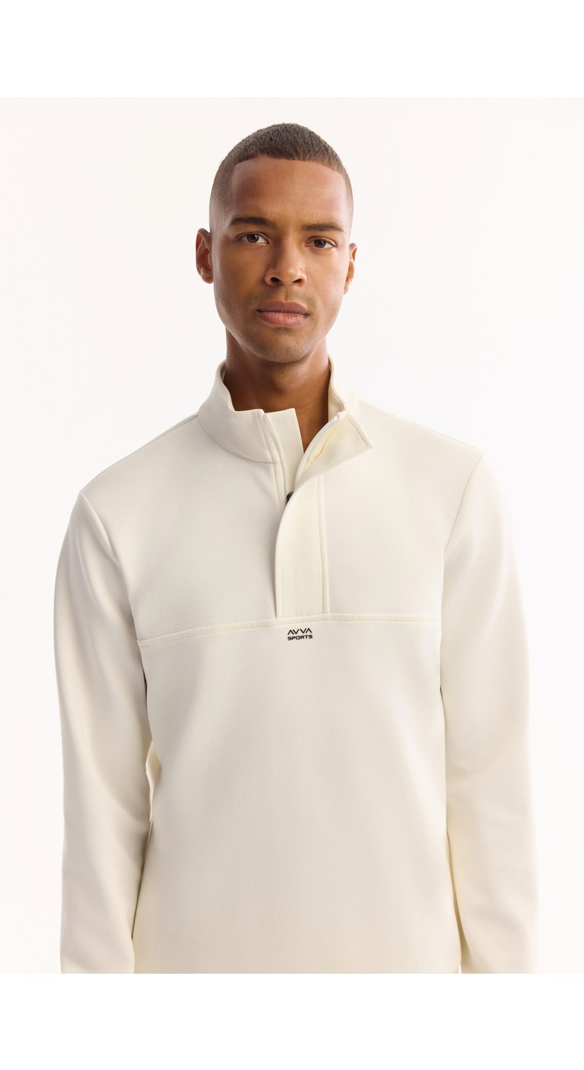 AVVA Erkek Siyah Dik Yaka Fermuarlı Pamuklu Bi-Stretch Regular Fit Sweatshirt A52Y1282 görsel 5