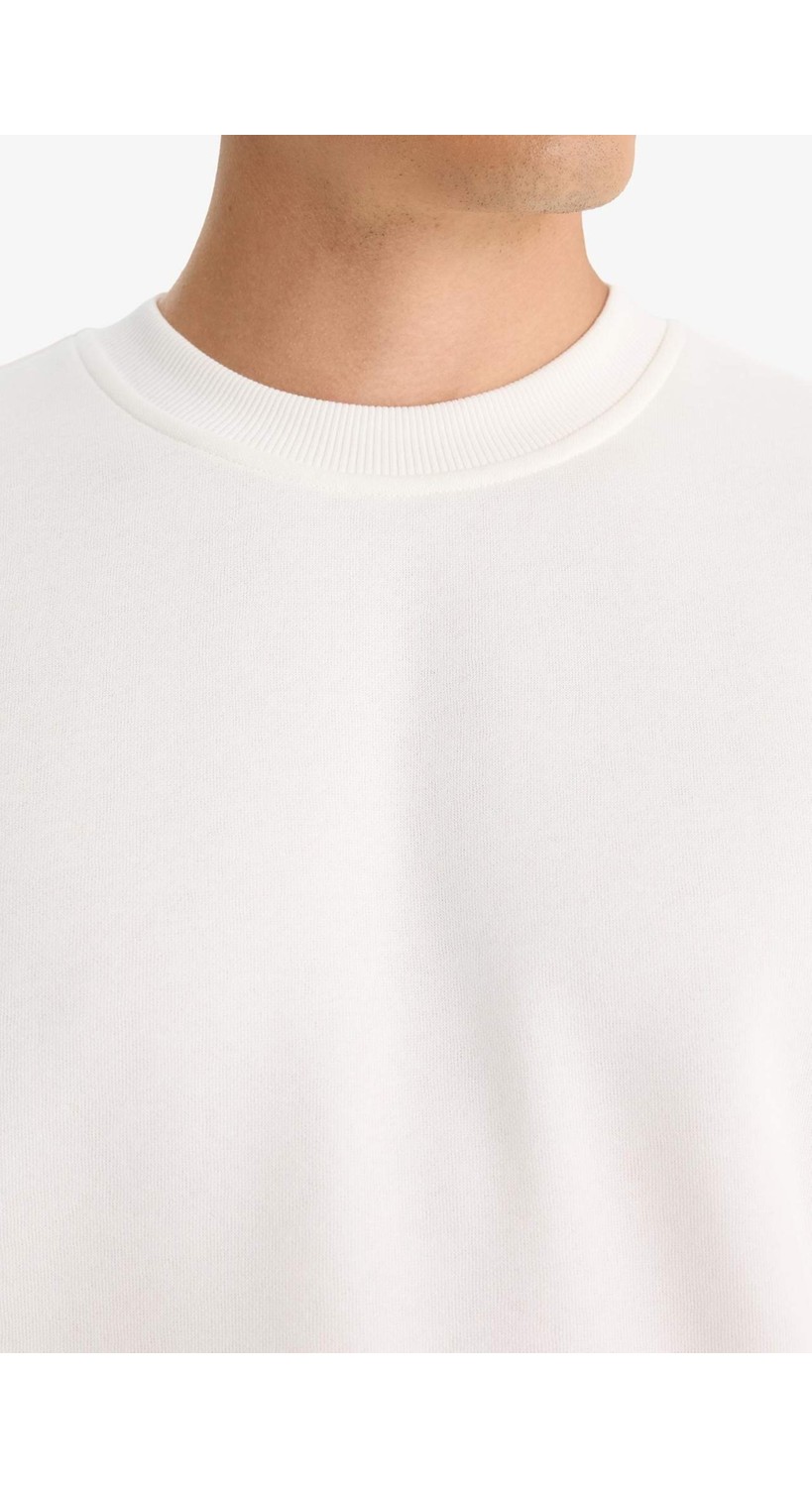 DeFacto Relax Fit Bisiklet Yaka Kalın İçi Yumuşak Tüylü Basic Düz Sweatshirt T5139AZ25AU görsel 5
