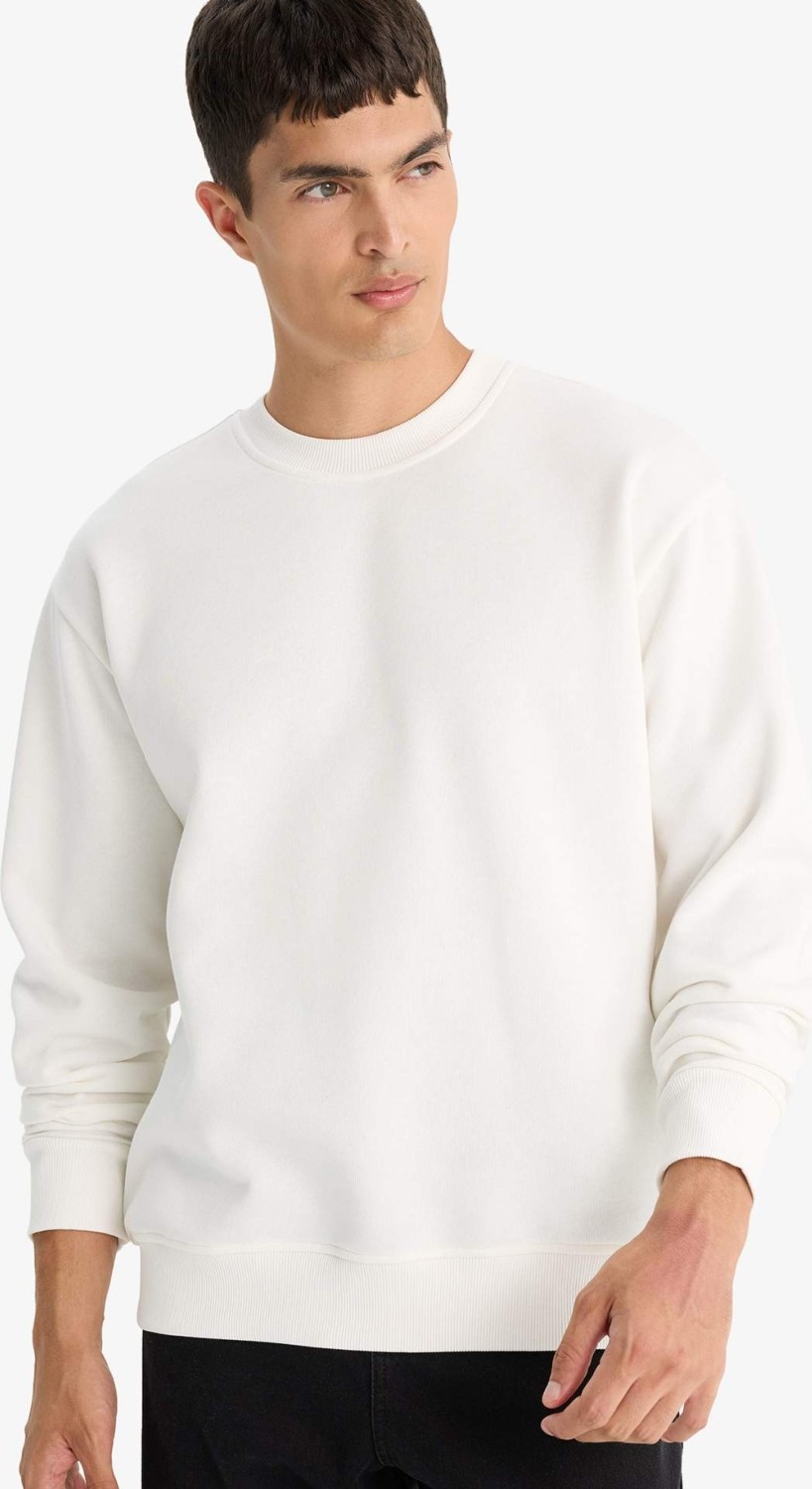 DeFacto Relax Fit Bisiklet Yaka Kalın İçi Yumuşak Tüylü Basic Düz Sweatshirt T5139AZ25AU görsel 7