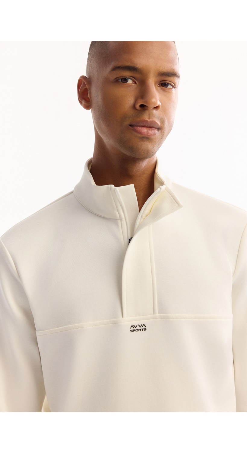 AVVA Erkek Siyah Dik Yaka Fermuarlı Pamuklu Bi-Stretch Regular Fit Sweatshirt A52Y1282 görsel 7