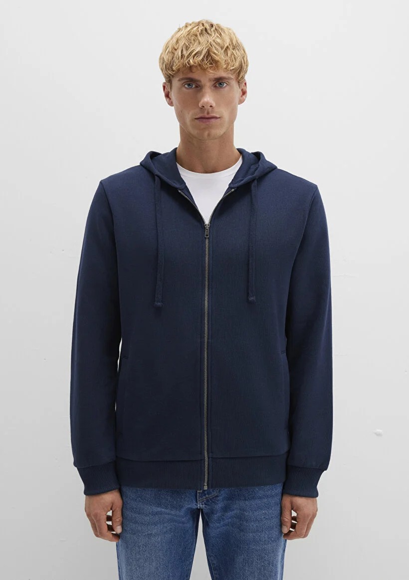 Mavi Kapüşonlu Fermuarlı Lacivert Basic Sweatshirt 0S10423-70490 görsel 7