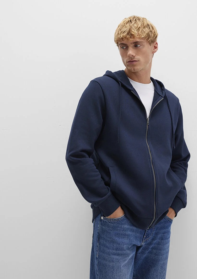 Mavi Kapüşonlu Fermuarlı Lacivert Basic Sweatshirt 0S10423-70490 görsel 8