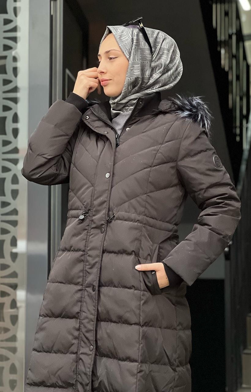 Kayra Kaz Tüyü Mont KA-A23-27001 Siyah görsel 4