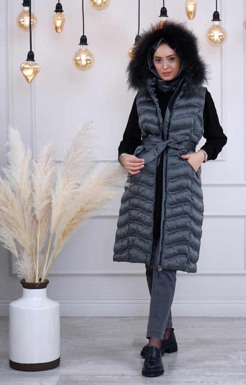 Womania Womanıa Wavy Vest Yelek 18250 Gri görsel 4