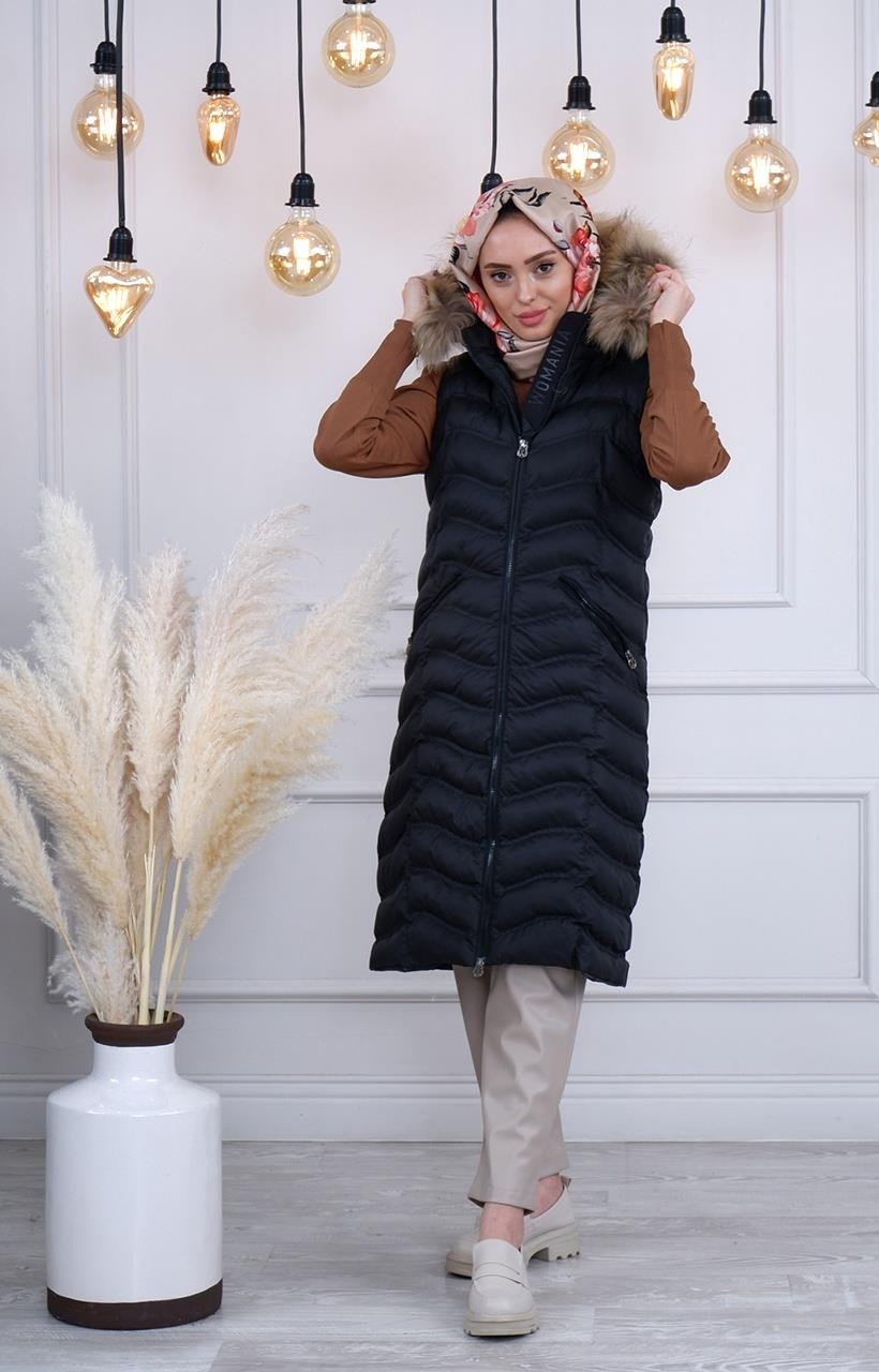 Womania Womanıa Wavy Vest Yelek 18250 Siyah