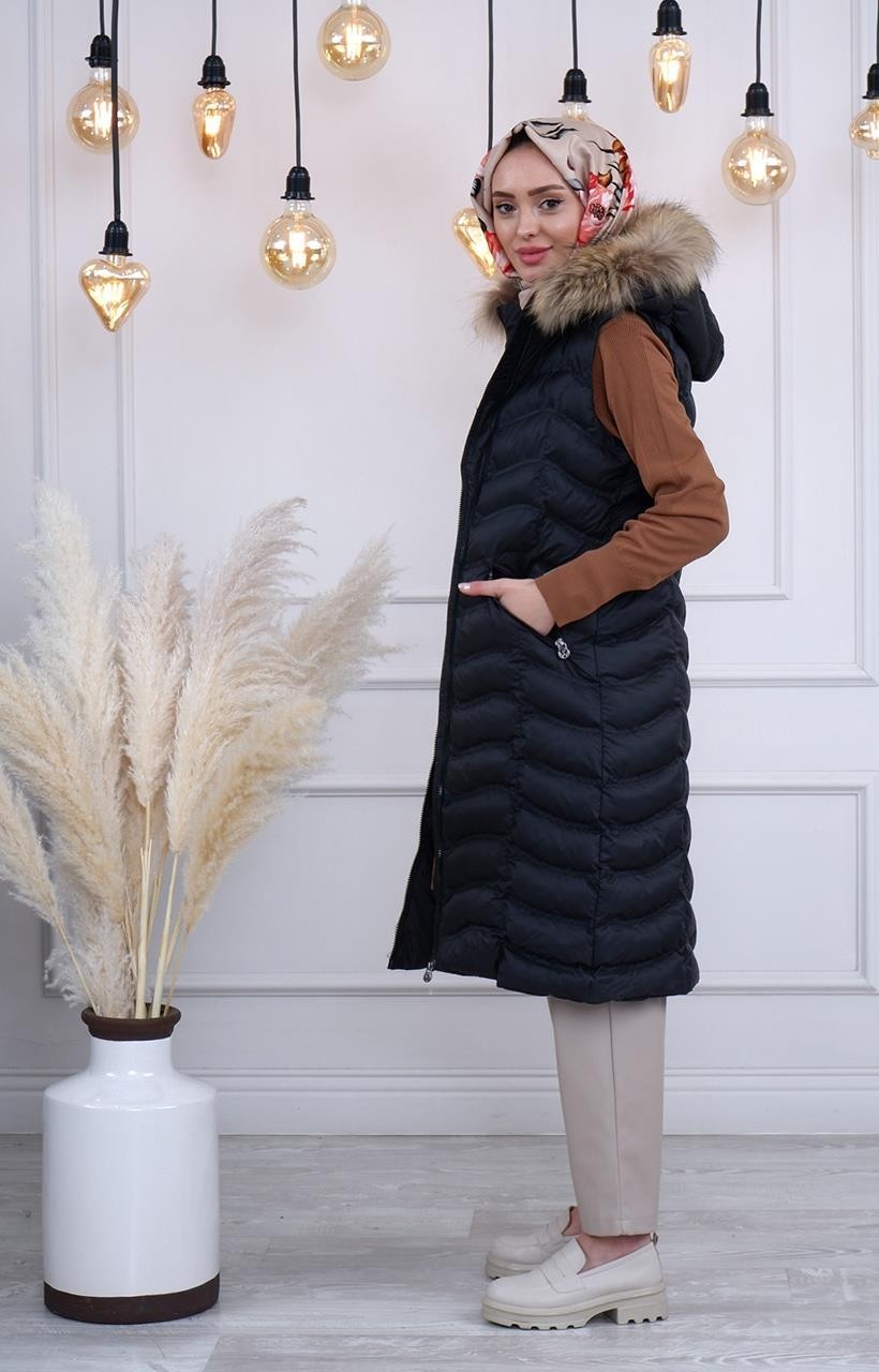 Womania Womanıa Wavy Vest Yelek 18250 Siyah görsel 2