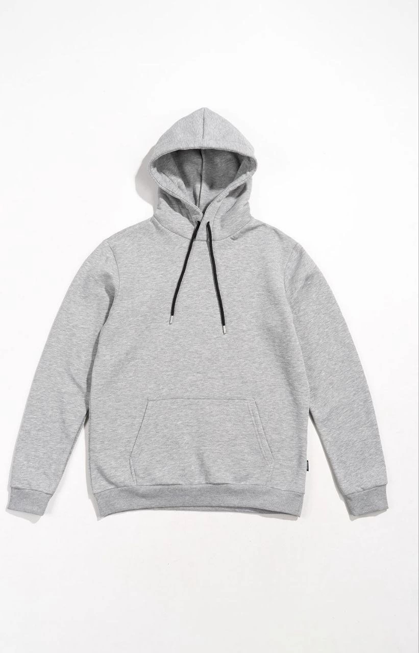 Tarz Yeri Kadın Kapüşonlu Kanguru Cepli 3 Iplik Pamuklu Oversize Hoodie Sweatshirt - Gri