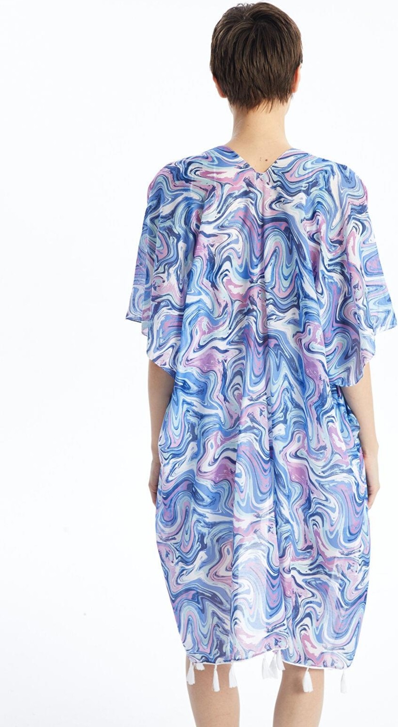 LC Waikiki Lcw Dream Mor Baskılı Şal Yaka Desenli Kadın Kimono görsel 4