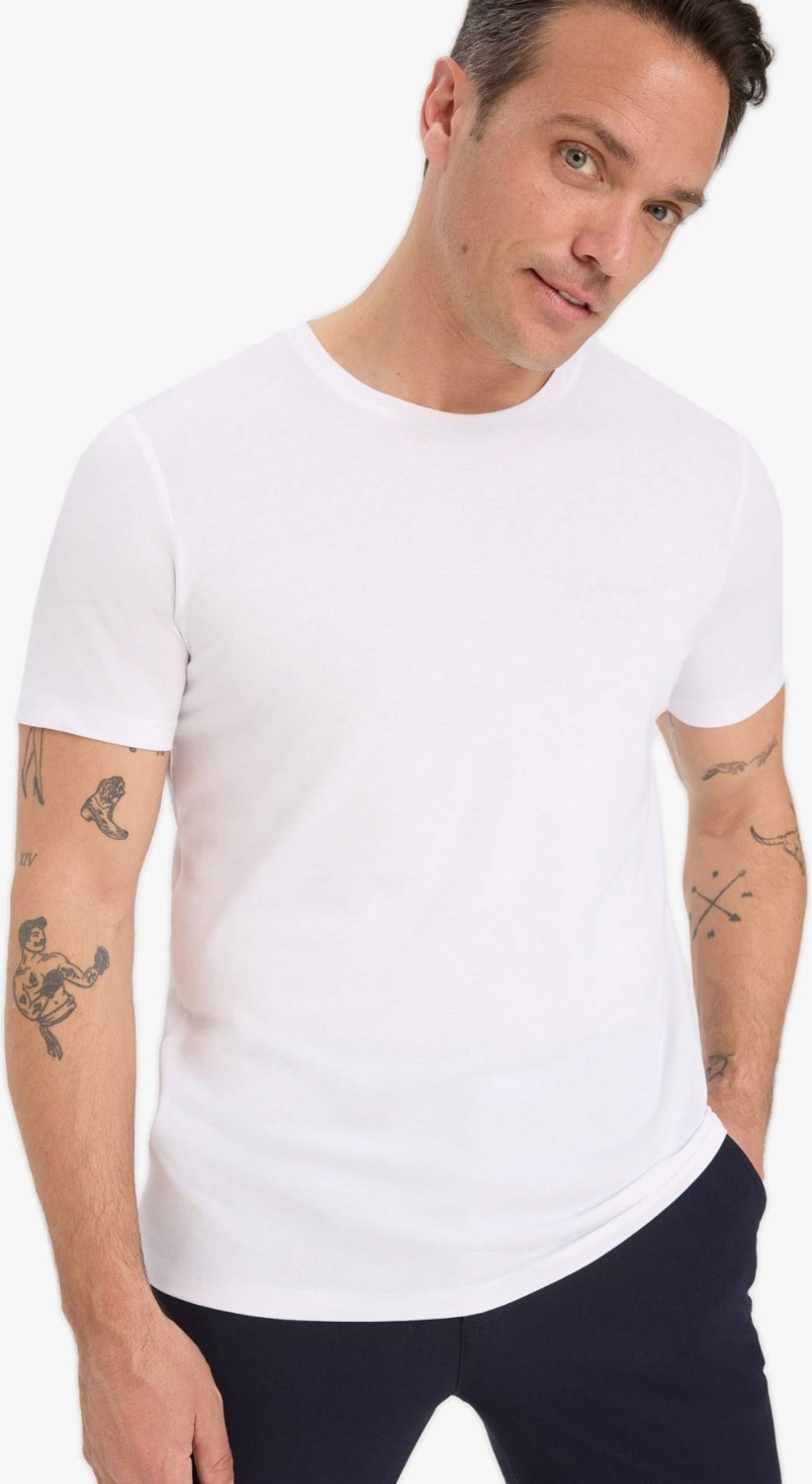 DeFacto Slim Fit Bisiklet Yaka Modal Karışımlı Pamuklu Basic Kısa Kollu Tişört M6606AZ25AU görsel 6