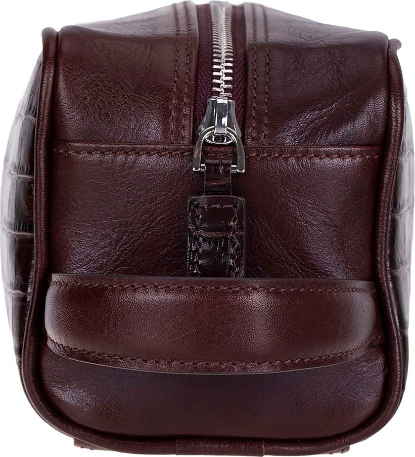 BloominBag Burgundy Croco Hakiki Deri Unisex Seyahat Bakım Çantası görsel 4