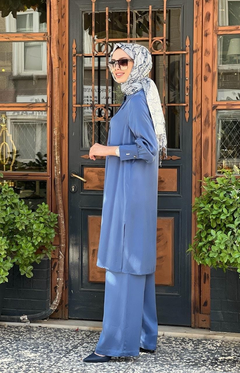 Miss Dalida Pantolonlu Takım T25K-3000 Mavi görsel 2