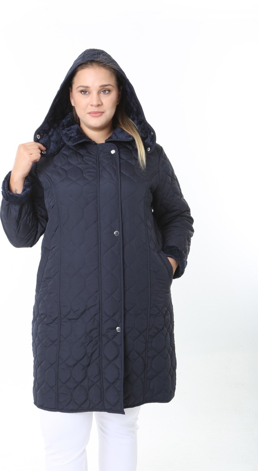 TUTveAL Collection Su Itici Mont, Büyük Beden Mont, Kapitone, Içi Tüylü Mont, Kışlık Kaban, Kapüşonlu Mont,