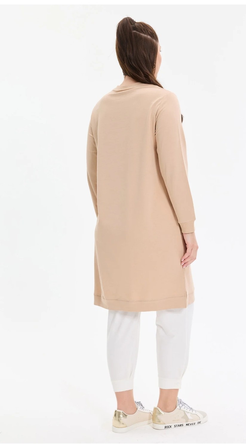 Kado Moda Kado Online Basic Rahat Kalıp Uzun Kadın Tunik görsel 6