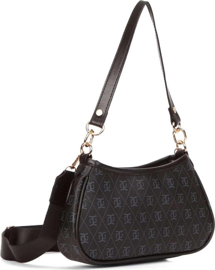Newish Polo Kadın Siyah Farme Monogram Baget El ve Omuz Çantası newpolo111