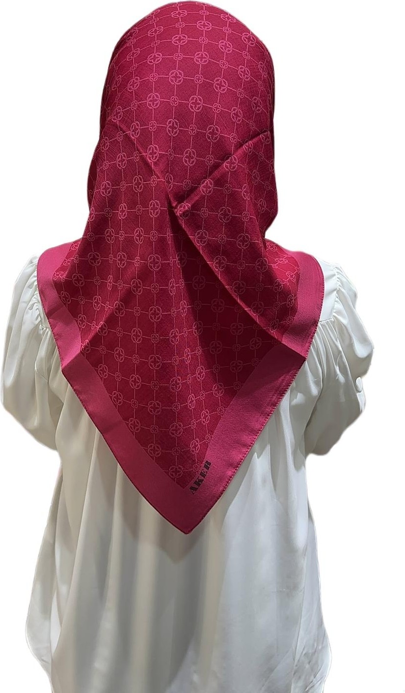 Aker Elegance Monogram Eşarp - Fuşya - 1090500-993 görsel 2