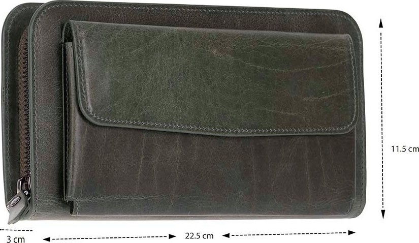 BloominBag Faron Forest Green Telefon Bölmeli Hakiki Deri Unisex Clutch Çanta görsel 6
