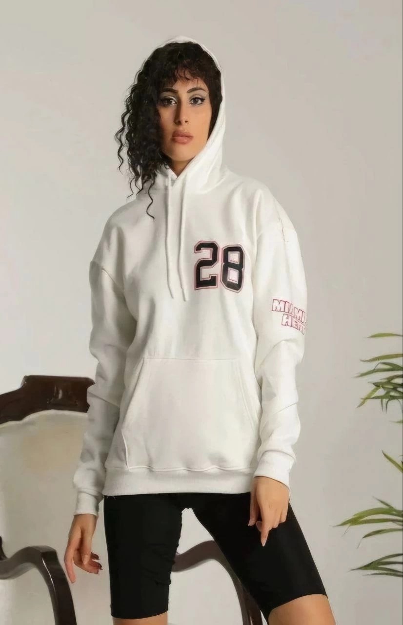 Tarz Yeri Kadın Oversize Kapüşonlu Cepli Baskılı 3 Iplik Pamuklu Hoodie Sweatshirt - Beyaz görsel 2