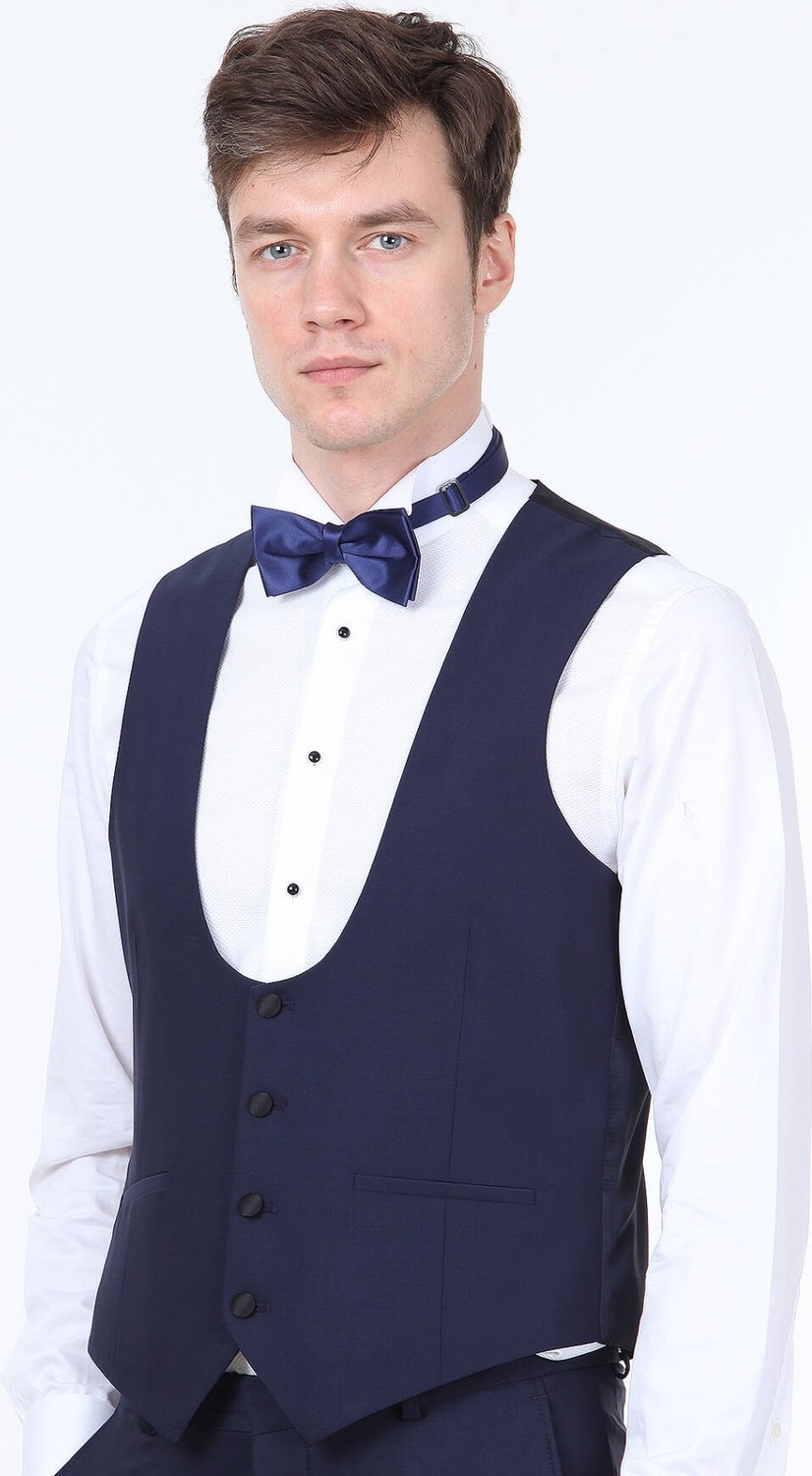 Ramsey Saks Slim Fit Kelebek Yaka Klasik Yelek görsel 3