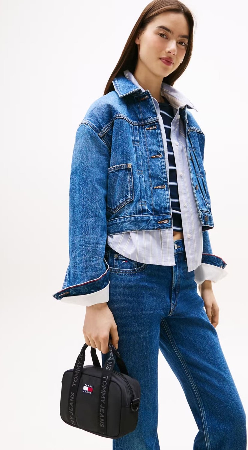 Tommy Hilfiger Kadın Yazılı Askılı Çapraz El Çantası - Siyah görsel 5