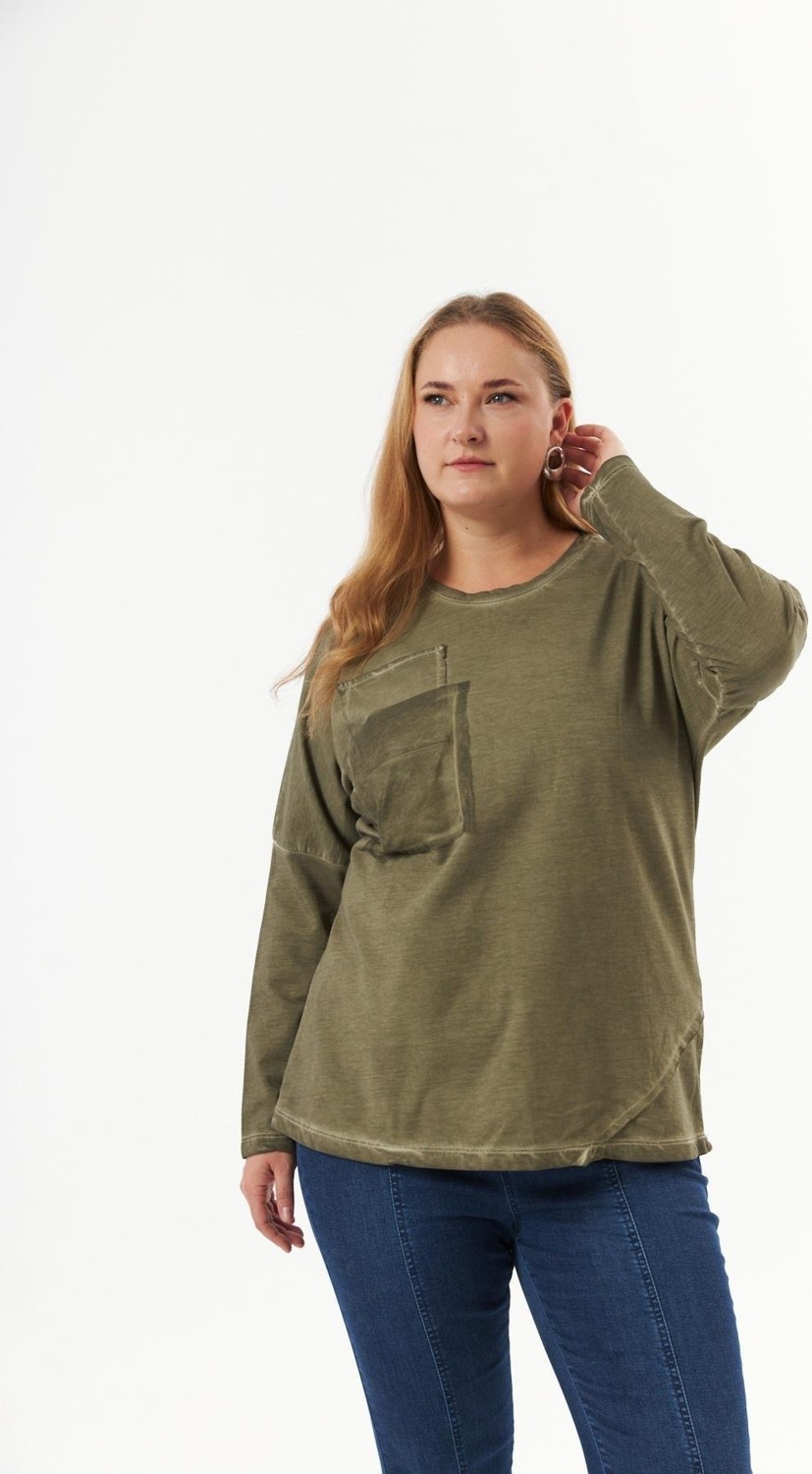Rmg Büyük Beden Cep Detay Parça Boya Sweatshirt Haki1 görsel 4