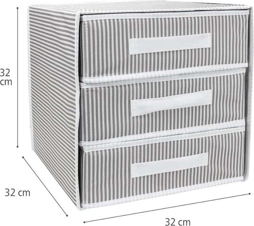 OEM Katlanabilir Üç Çekmeceli Dolap Düzenleyici Çamaşır Organizeri Takı Kutusu Gardrob Kumaş Düzenleyici 32X32X32CM (1) görsel 3