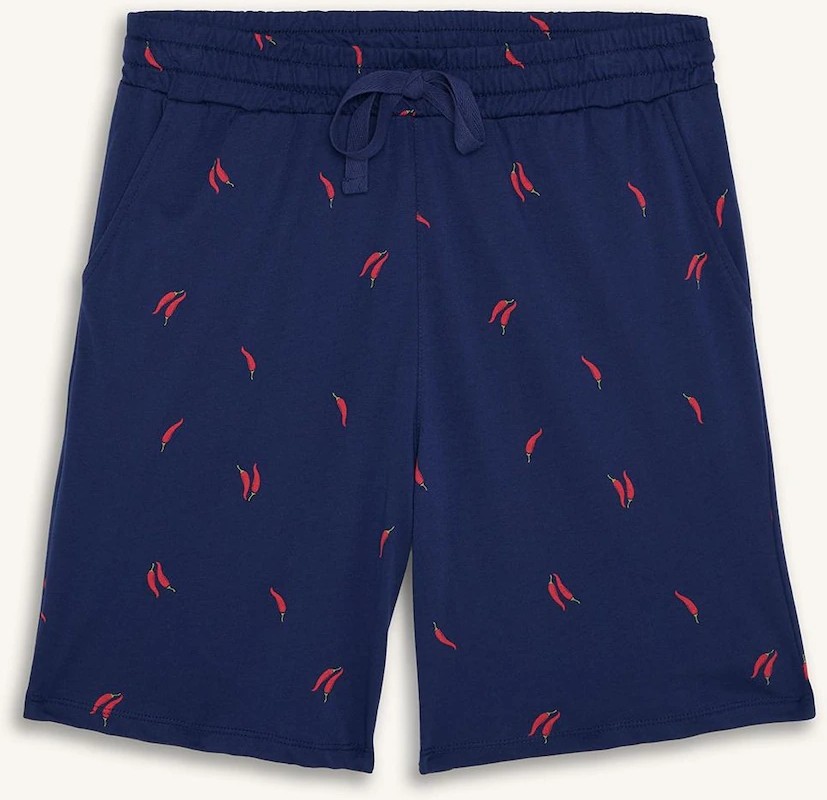 DeFacto %100 Pamuk New Regular Fit Kısa Kollu 2'li İndigo Şortlu Pijama Takımı I0686AX26HS görsel 8