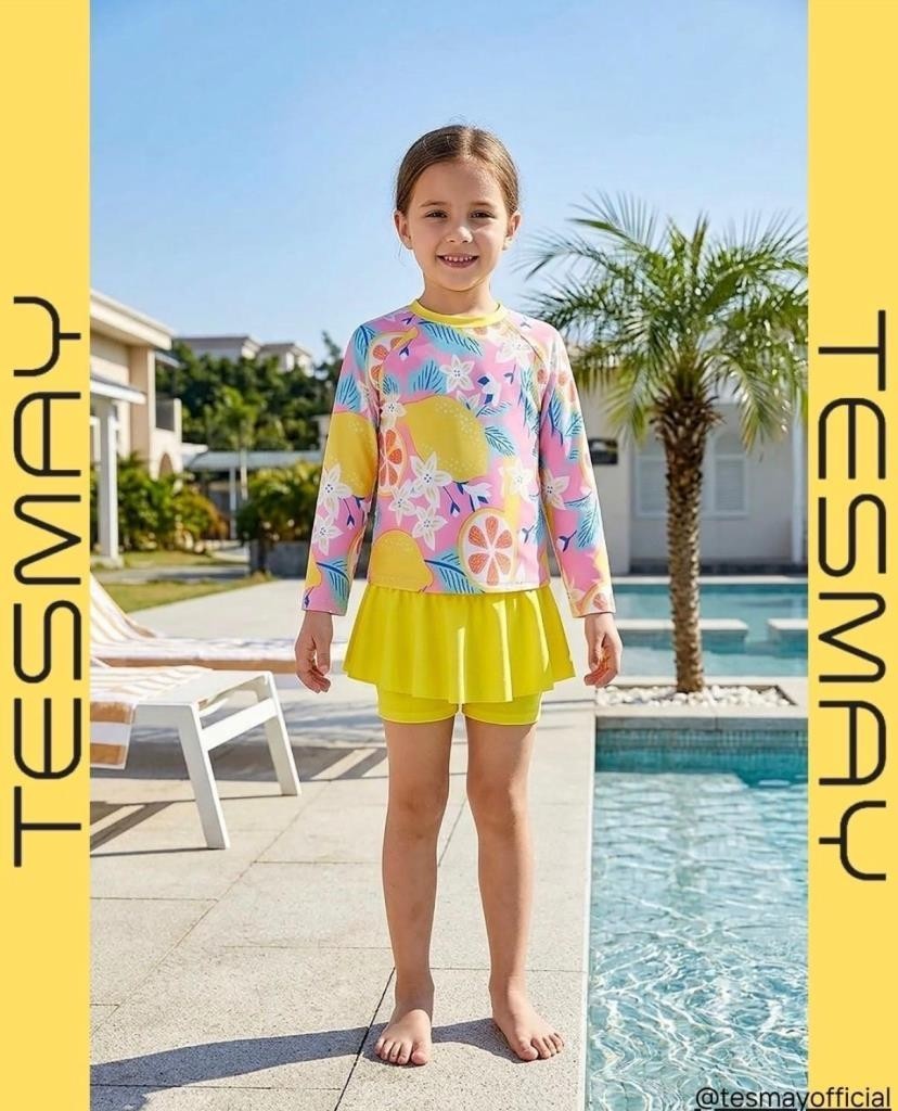 Tesmay 2787 Sarı Uzun Kol Çocuk Tesettür Mayo görsel 4