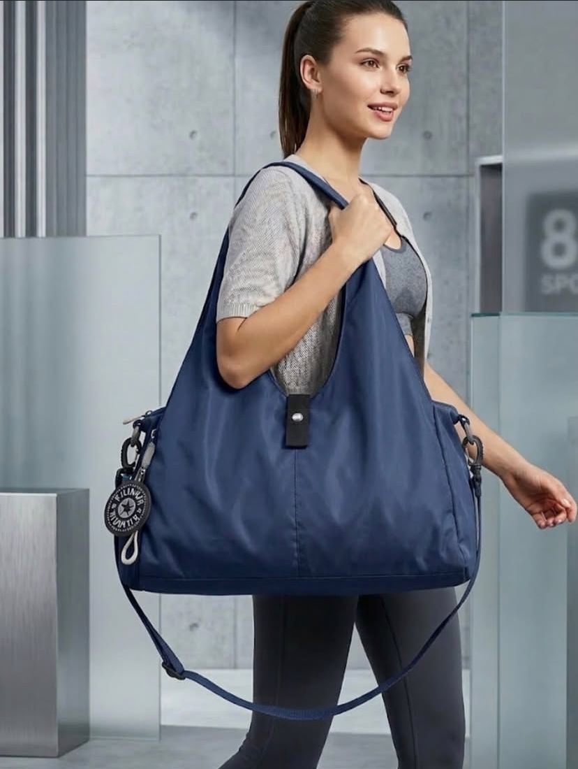 VB Collection Kadın Spor ve Seyahat Çantası Su Geçirmez Naylon Ayakkabı Bölmeli Geniş Hacimli Fitness Omuz Çantası görsel 8