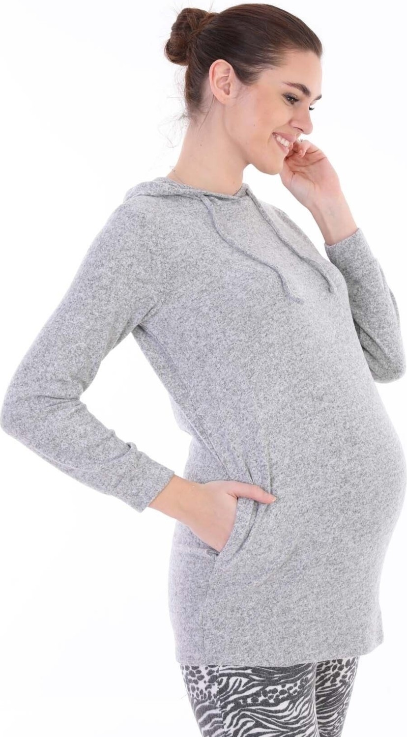 Meghan L.A Hamile Esnek Yumoş Kumaş Kapşonlu Sweatshirt görsel 5
