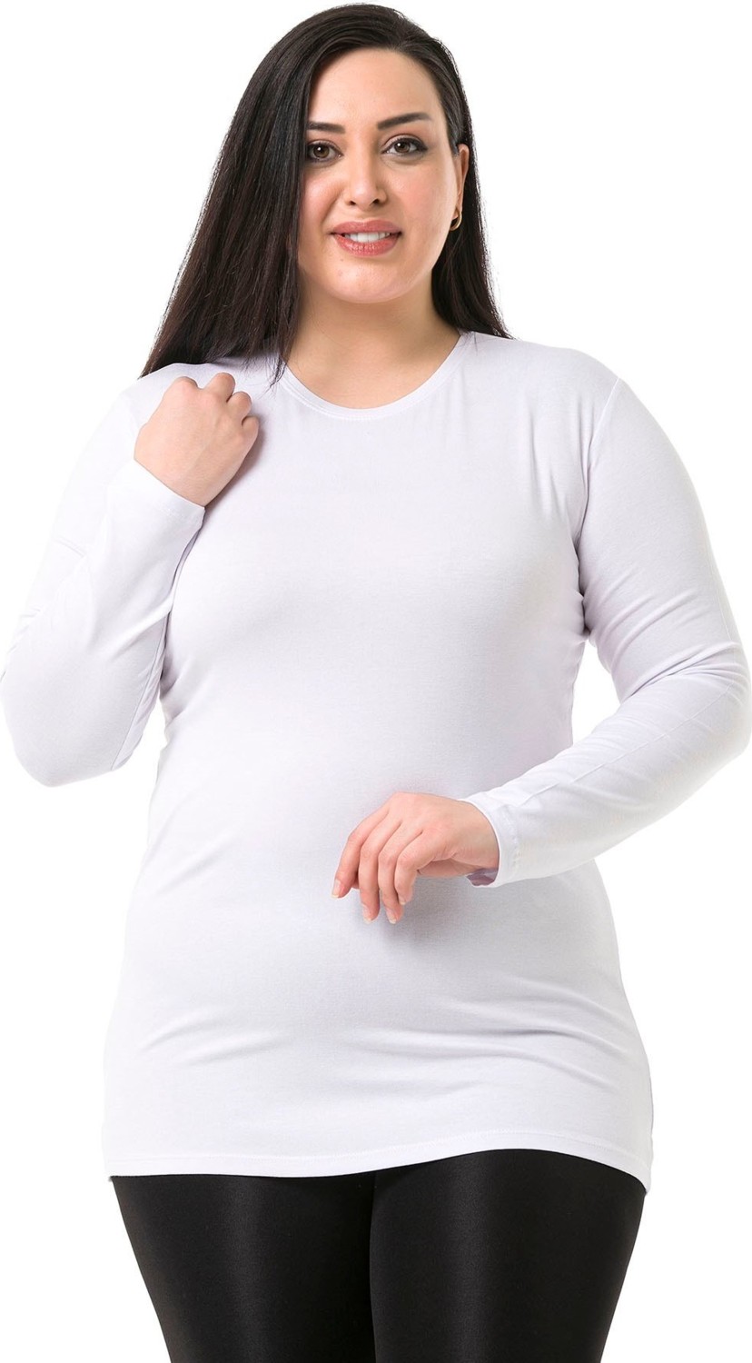 Disentis Modest Büyük Beden Bisiklet Yaka Uzun Kollu Viskon Siyah Body