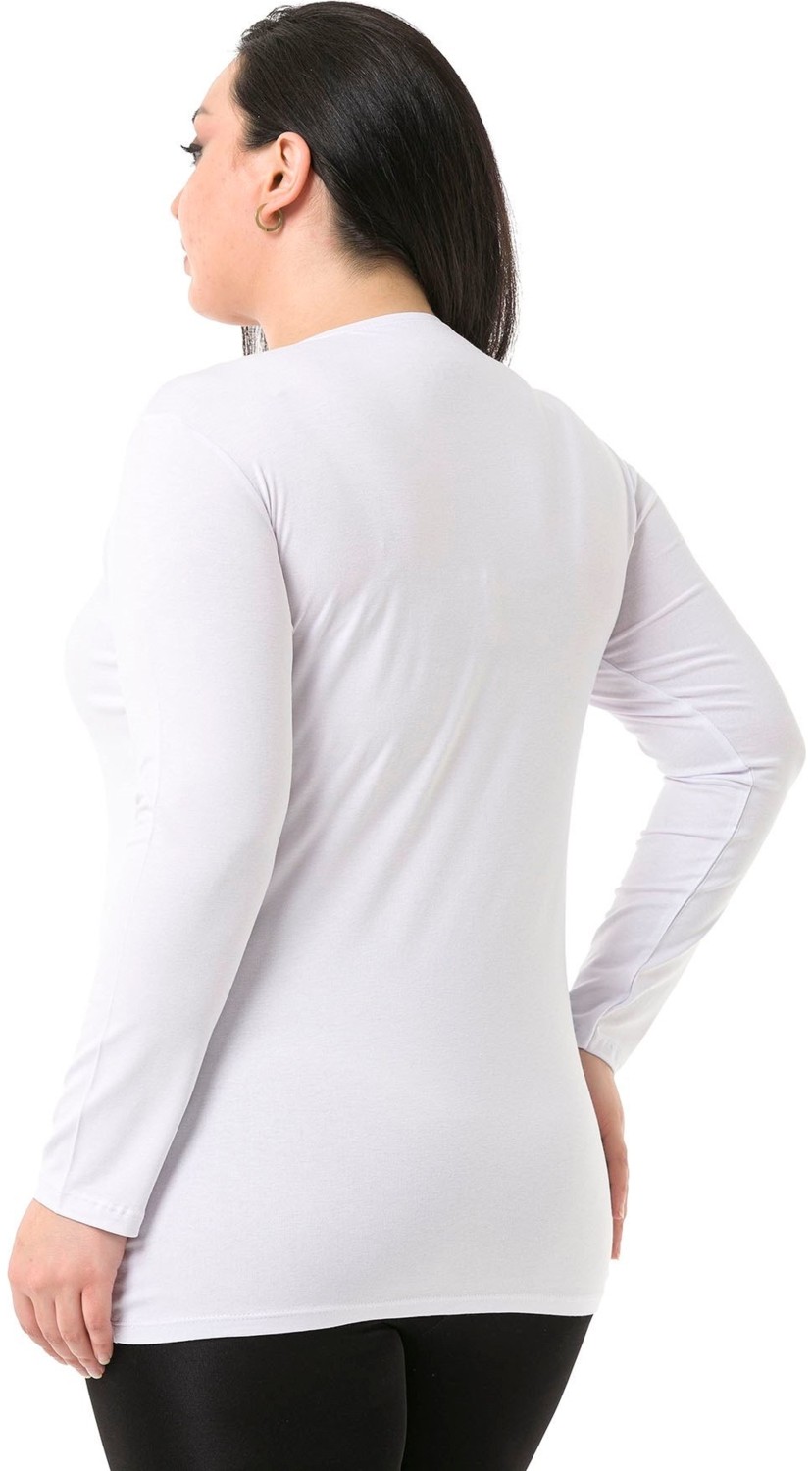 Disentis Modest Büyük Beden Bisiklet Yaka Uzun Kollu Viskon Siyah Body görsel 4