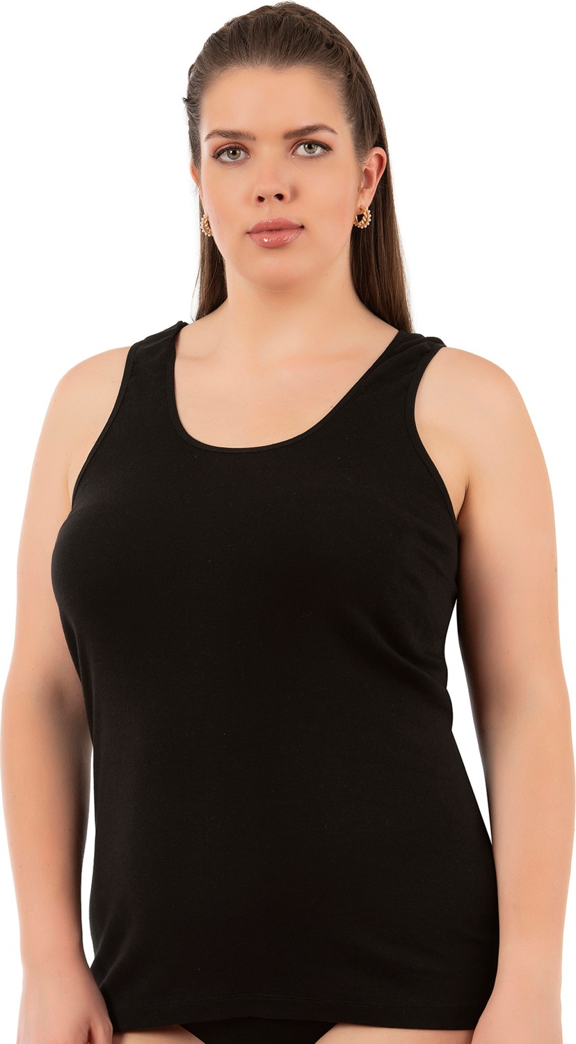 Özkan Underwear Özkan 0111-bb Kadın %100 Pamuklu Ribana Esnek Rahat Biyeli Kalın Askılı Büyük Beden Örme Atlet
