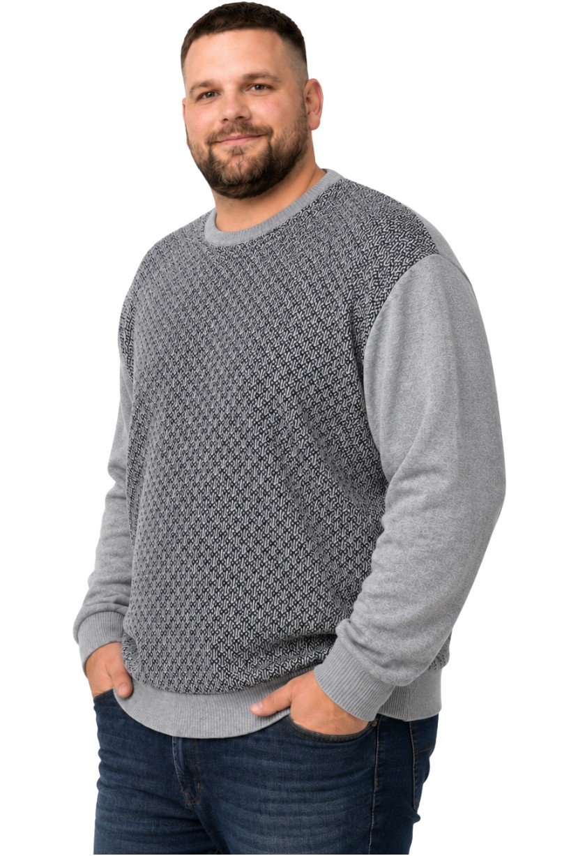 Battal Moda Erkek Büyük Beden Bordo Bisiklet Yaka Motif Triko Kazak 3xl-4xl-5xl-6xl görsel 8