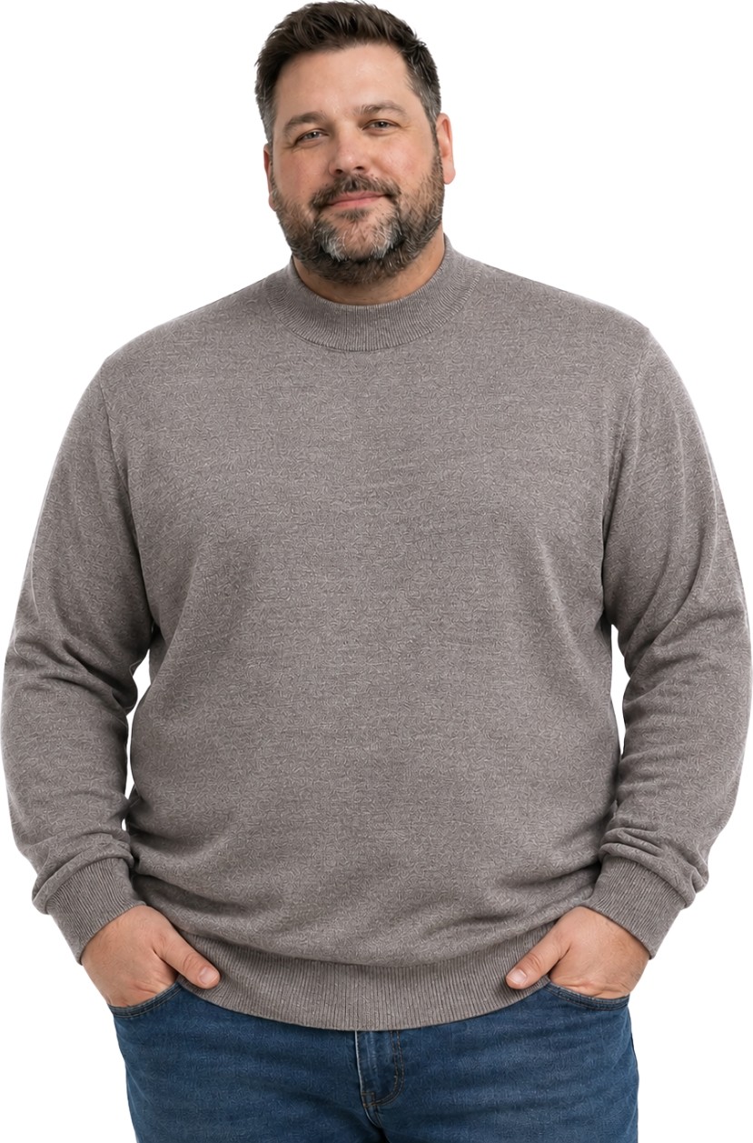 Battal Moda Erkek Büyük Beden Melanj Lacivert Yarım Balıkçı Triko Kazak 3xl-4xl-5xl-6xl