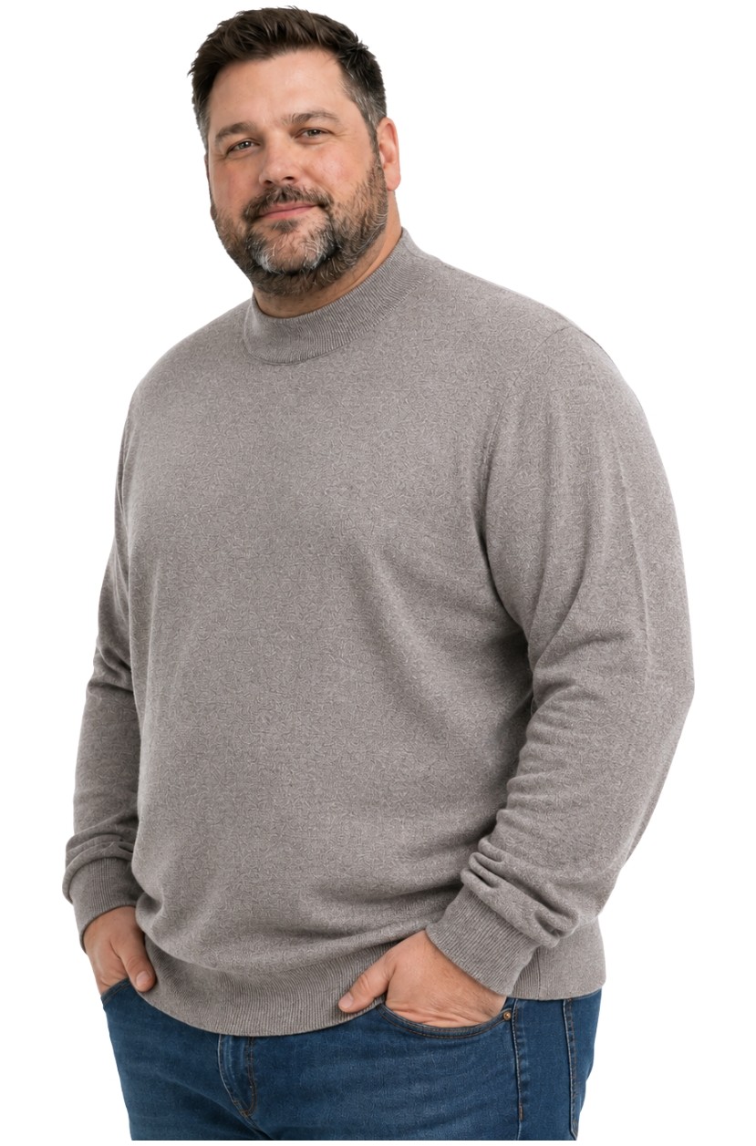 Battal Moda Erkek Büyük Beden Melanj Lacivert Yarım Balıkçı Triko Kazak 3xl-4xl-5xl-6xl görsel 7