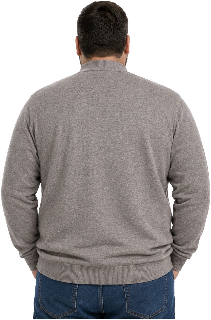 Battal Moda Erkek Büyük Beden Melanj Lacivert Yarım Balıkçı Triko Kazak 3xl-4xl-5xl-6xl görsel 8