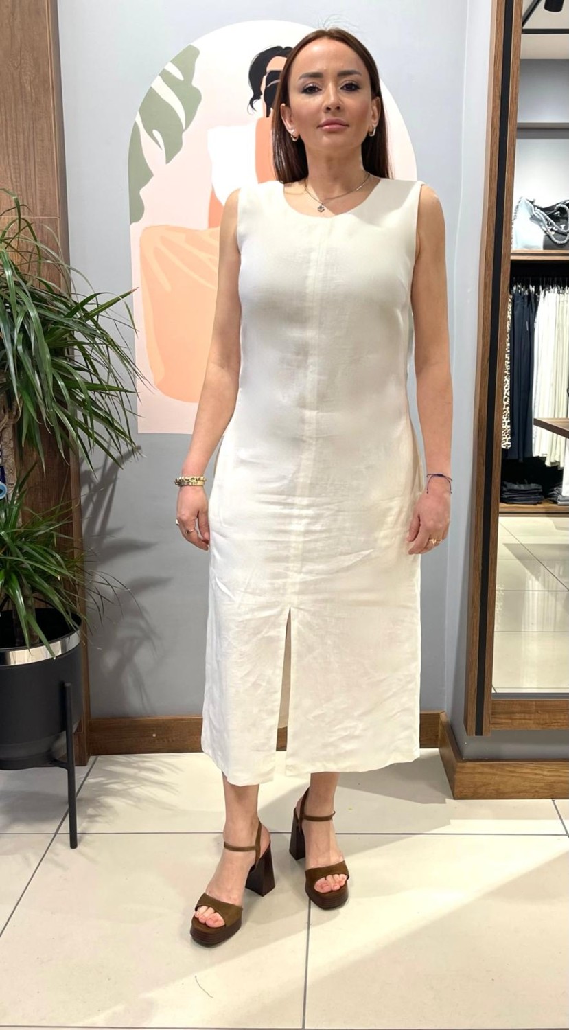 Arzu Özel Moda Atölyesi %100 Pamuk Keten Elbise.