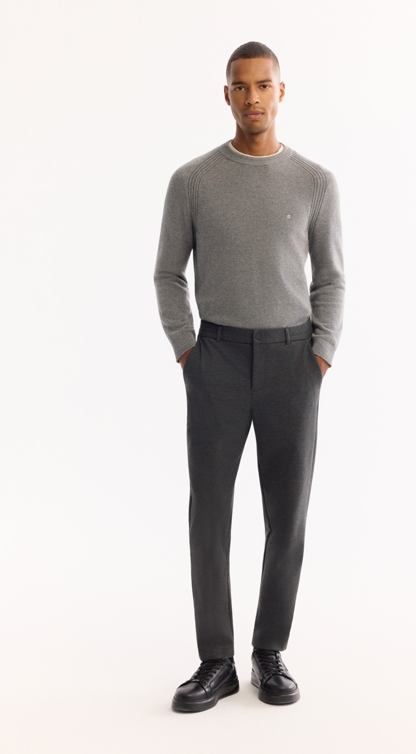 AVVA Erkek Antrasit Yanı Lastikli Viskon Karışımlı Slim Fit Chino Pantolon A52Y3053
