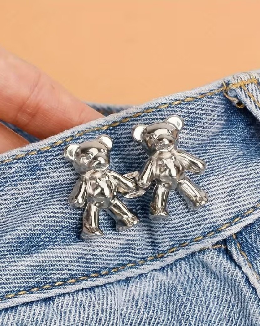 Gucso Pantolon Beli Daraltma Aparatı, Broş, Ayıcık Kemer , Gümüş Renk Ayıcık Bel Daraltma Çıtçıtı, Dayanıklı Demir Çıtçıt, Kot Pantolon Daraltma Aparatı, Kadın