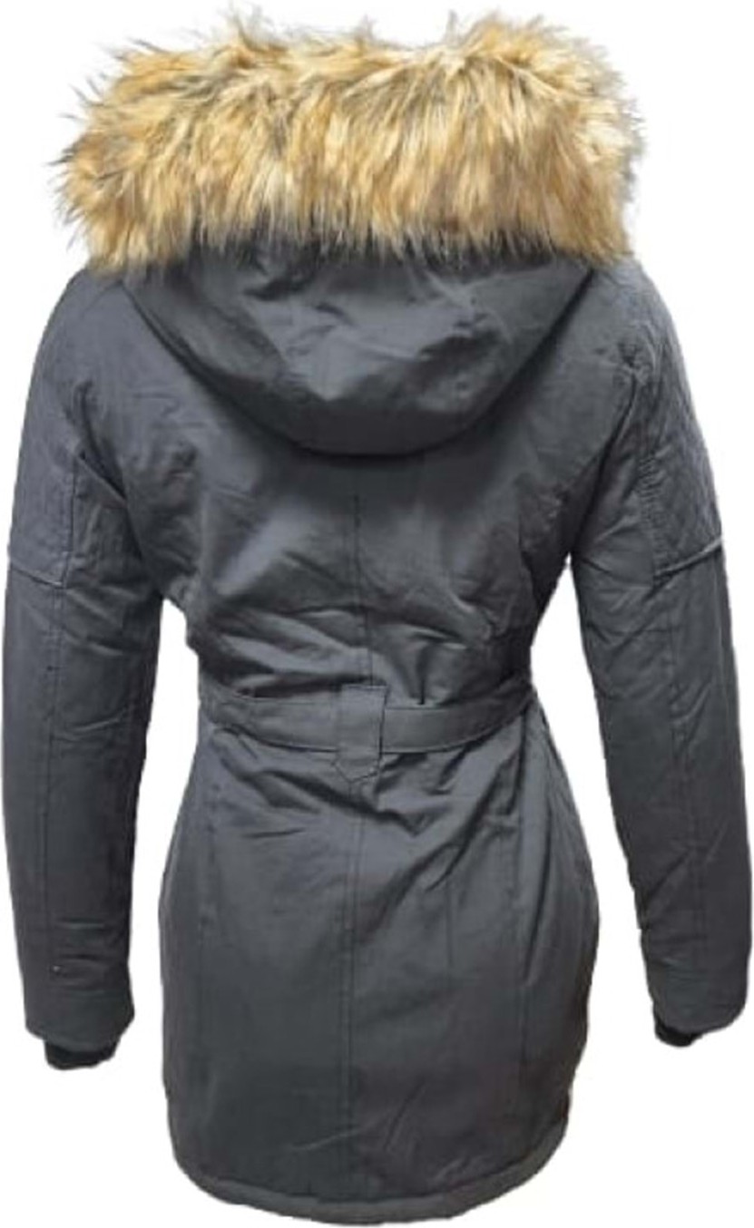 Timberline TB3439 Kadın Gabardin Kapüşonlu Içi Kürklü Mont - TB3439 - Siyah görsel 3