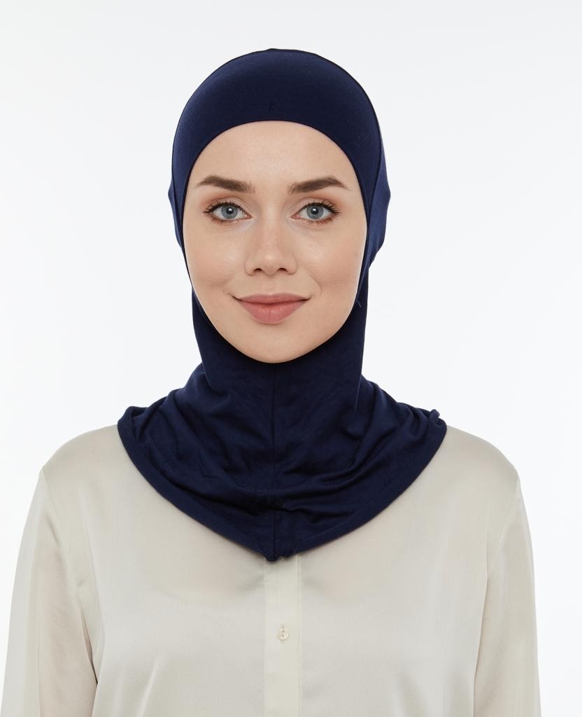 İhvan Online Pratik Boyunluklu Tesettür Hijab Bone Lacivert görsel 5