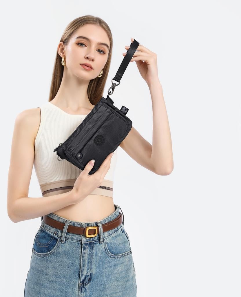 Smart Bags Kadın Postacı Çantası Minik Boy Krinkıl Kumaş 1191 Su Geçirmez Siyah görsel 4